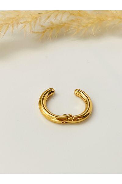 KOALA COMPANY 2 Pieces Steel Gold Color Pinched Hoop Earrings 12 Mm (WILL BE SENT WITH 2 PIECES)