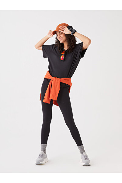 LC Waikiki LCW OUTDOOR طماق نسائية سوداء عالية الخصر مطبوعة عاكسة