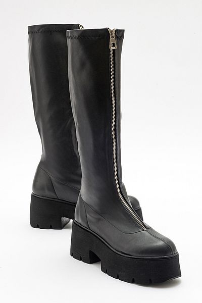 LuviShoes Dámské kozačky AMARONTE Black Stretch Thick Sole