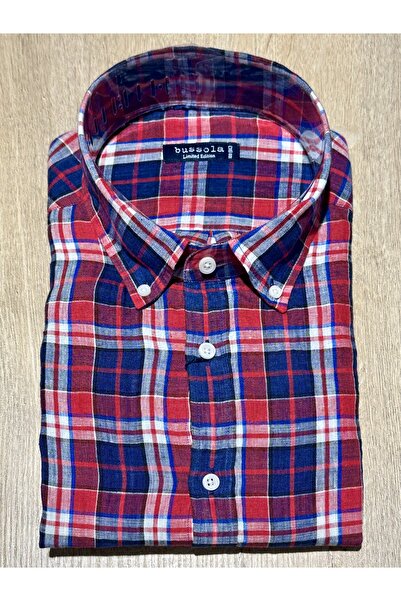 bussola Довгорукавна сорочка з регулярним кроєм у клітинку для чоловіків з льону