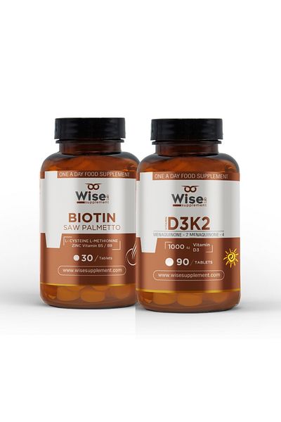 WiseLab Biotin 2500 Mcg 30 Tablets + Vitamin D3 K2