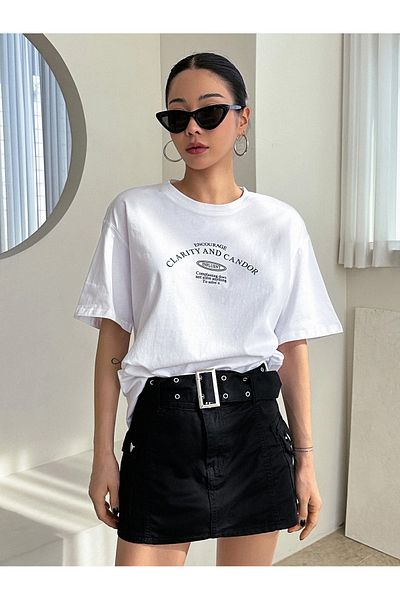 MOONBULL Tricou oversize unisex cu imprimeu Clarity And Candor