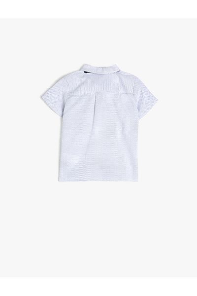 Koton Classic Collar Short Sleeve Cotton Patterned Pocket Bow Tie Shirt