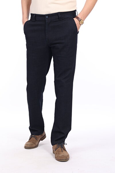 Yeniay Erkek Baharlık Lacivert Likralı Yan Cepli Kot Pantolon Klasik Kesim