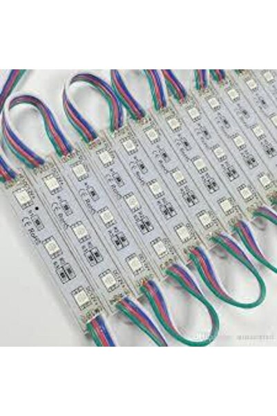 LEDONLİNE 10 Adet Led 3 Çipli 5050 Rgb Modül Led 12v Power Led Su Geçirmez