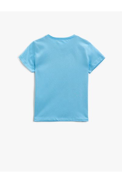 Koton Tricou scris cu mânecă scurtă cu decolteu rotund din bumbac