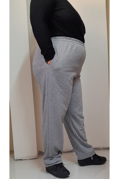Mertcan Butik Pantaloni de trening de vară cu două fire, gri melange, cu bandă elastică