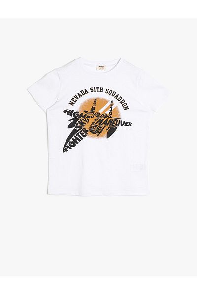 Koton Tricou alb cu imprimeu text pentru băiat