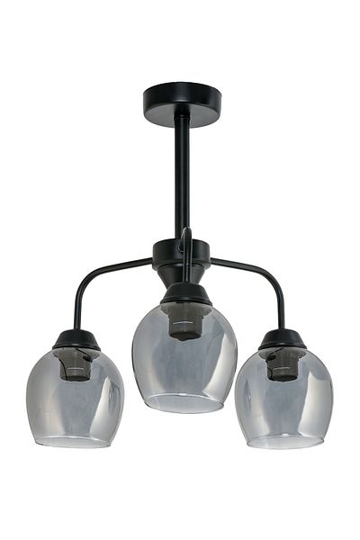 DEDE TRIPLE PLAFONIER CEILING BLACK CHANDELIER WITH GLASS