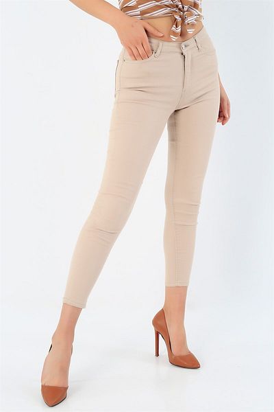 LİMABEL Γυναικεία Slim Jeans Cream - Lifting Lycr - Κρέμα Ψηλής Μέσης