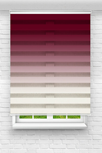 vanilyahome Genç Odası Bordo Renk Geçişli Dijital Baskılı Zebra Perde