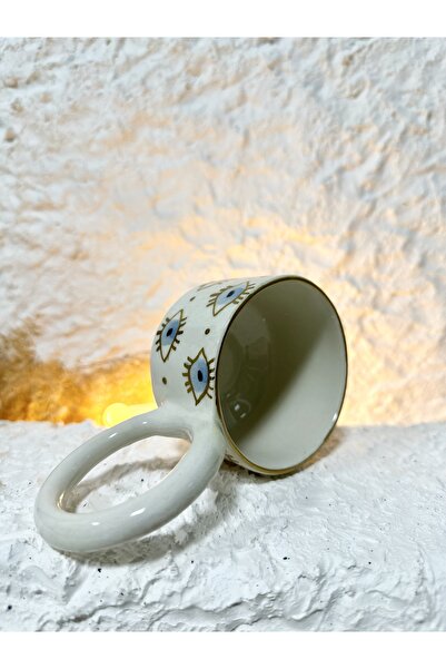 WindArtCeramic el yapımı seramik tasarım yaldız nazar kupa