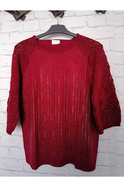 anne moda ankara Sclipitor, mânecă trei sferturi, cu model elegant, pulover din bumbac