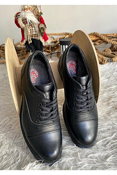 Ayakkabı Bahçesi Klasik Bağcıklı Siyah Yumurta Burun Hakiki Deri Tam Ortopedi...