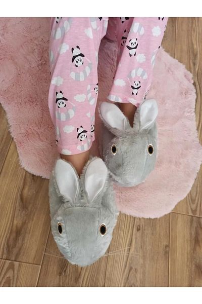 Nisanur Shoes Λούτρινες παντόφλες Rabbit Figured Home Slippers Unisex Rabbit Slippers
