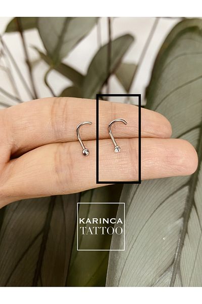 Karınca Piercing Rhinestone or Non-Rhinestone Curved Nose Piercing Speed Up Surgical Steel (Ant Tattoo)