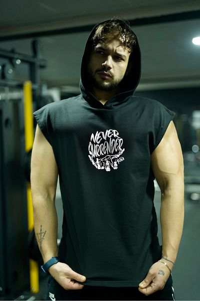 Oxlade Sleeveless Sports Tank Top Fitness,gym,street Clothing Hooded 100% Cotton Never Surrender By®
