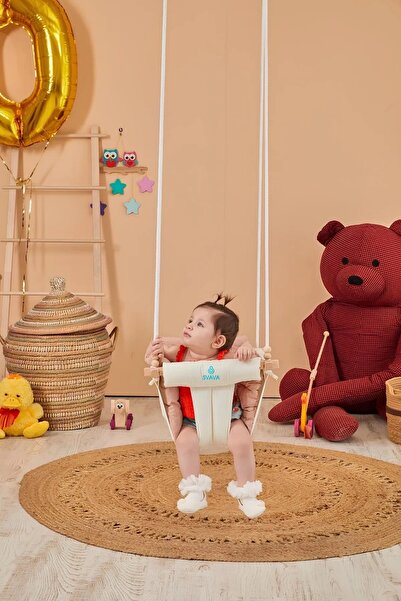 scoco LÜX Ahşap Bebek Salıncak Tavana Asılan Çocuk Salıncağı