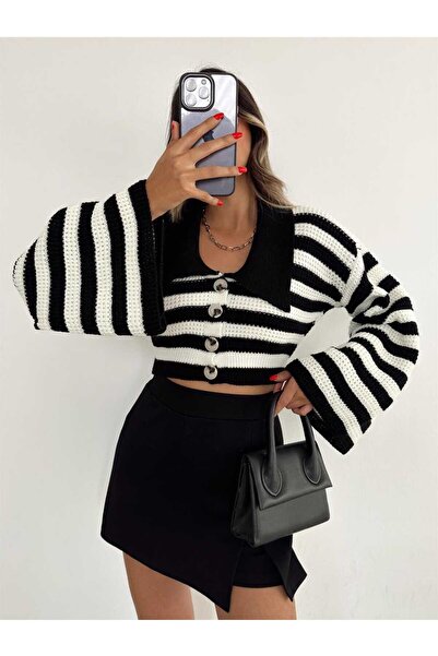 MODA MHE سترة صوفية مخططة من FASHION M.H