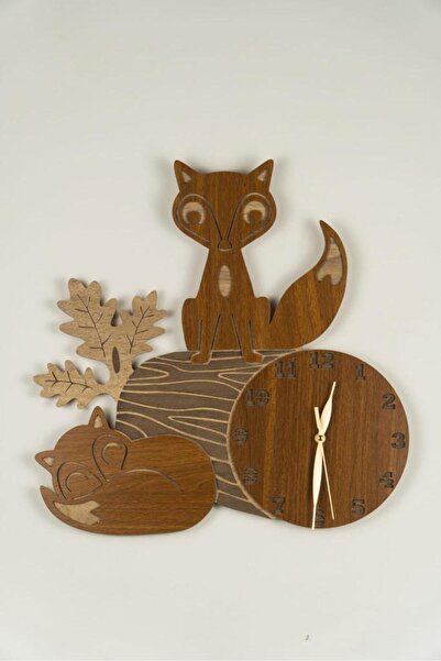 esamore concept ساعة أطفال خشبية مع نموذج سنجاب - ساعة أطفال ذات طابع حيواني،...