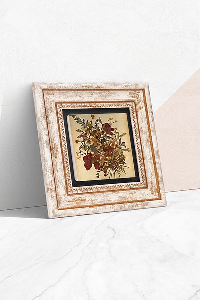 Pinecone Vintage Πέτρινη Ζωγραφική Τοίχων με Κορνίζα Διακόσμηση Τοίχων Wall Art Tk1-223