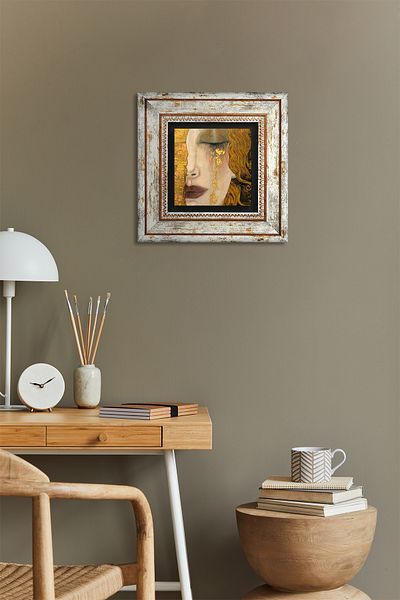 Pinecone Gustav Klimt Golden Tears Πέτρινη ζωγραφική τοίχου με κορνίζα Διακόσμηση τοίχου