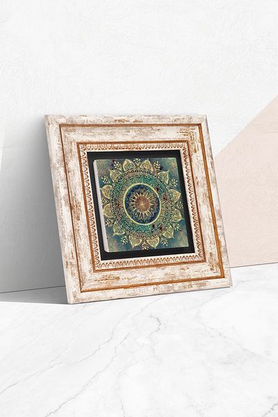 Pinecone Pictură de perete cu piatră Mandala Decor de perete înrămat Artă de perete Tk1-231