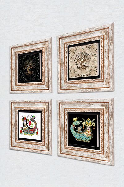 Pinecone Şahmeran, Arborele Vieţii Pictură pe perete din piatră Decor de perete înrămat Set de pictură din 4 piese Artă de perete
