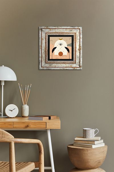 Pinecone Pictură de perete cu piatră boemă Decorație de perete înrămată Tk1-325
