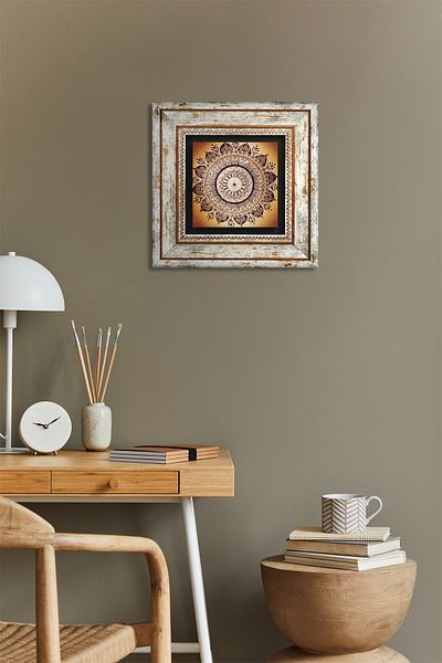Pinecone Mandala Stone Wall Painting Πλαίσιο Διακόσμηση τοίχου Wall Art Tk1-228