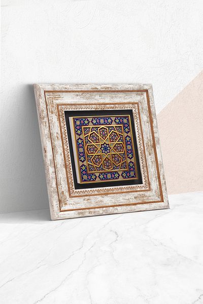 Pinecone Ethnic Pattern Stone Wall Painting Framed Wall Decor Wall Art Tk1-374