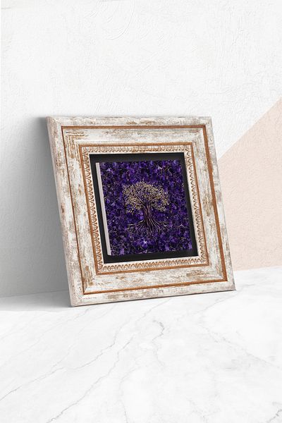 Pinecone Arborele vieții Pictură pe perete cu piatră înrămată Decor de perete Tk1-225