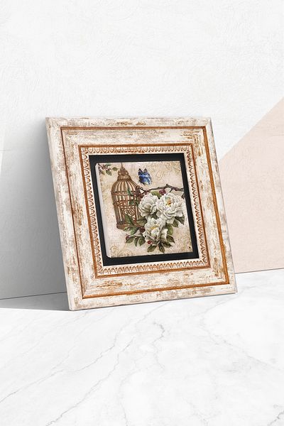 Pinecone Butterfly Flower Stone Wall Painting Framed Wall Decor Wall Art Tk1-12