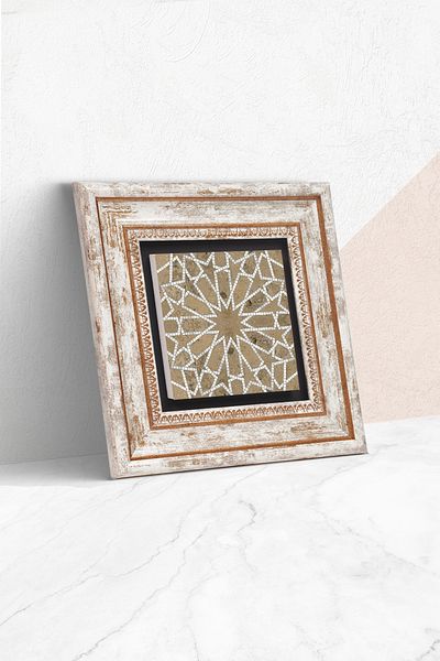 Pinecone Ethnic Pattern Stone Wall Painting Framed Wall Decor Wall Art Tk1-375