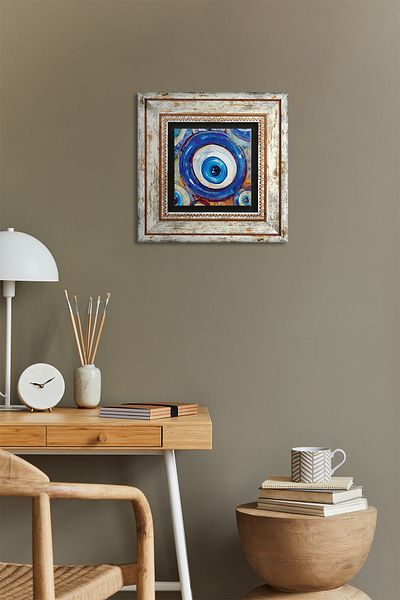 Pinecone Evil Eye Stone Wall Painting Framed Wall Decor Wall Art Tk1-340