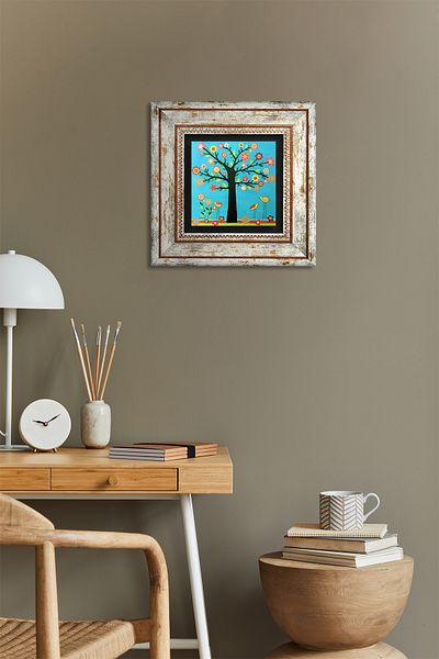 Pinecone Karla Gerard Arborele Vieții Pictură pe perete de piatră cu rame Decor de perete Artă de perete Tk1-10