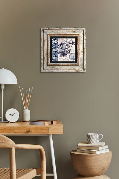 Pinecone Pictură de perete din piatră de scoici de mare Decor de perete înrămat Artă de perete Tk1-398
