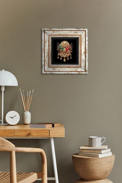 Pinecone Pictură de perete din piatră otomană Tughra cu cadru Decor de perete Tk1-153