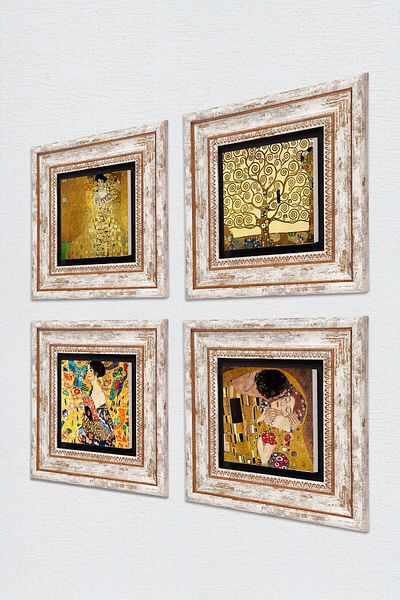 Pinecone Gustav Klimt Woman with the Fan, Portrait of Bauer, the Kiss, Tree of Life Stone Painting Framed Wall Decor