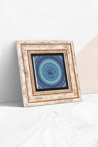 Pinecone Nazar Ağaç Stone Wall Painting Πλαίσιο Διακόσμηση τοίχου Wall Art Tk1-197