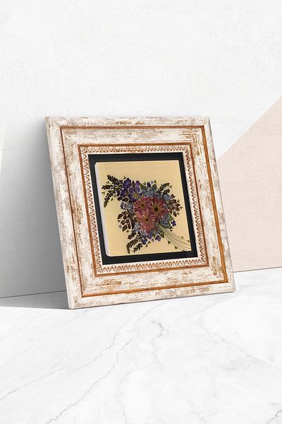 Pinecone Vintage Flower Stone Wall Painting Framed Wall Decor Wall Art Tk1-224