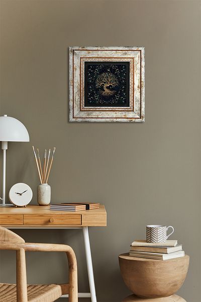 Pinecone Arborele vieții Pictură pe perete cu piatră înrămată Decor de perete Artă de perete Tk1-141