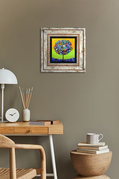 Pinecone Arborele vieții Pictură pe perete cu piatră înrămată Decor de perete Artă de perete Tk1-109