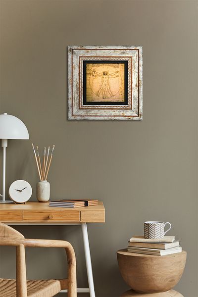 Pinecone Leonardo Da Vinci Vitruvian Man Stone Wall Painting Framed Wall Decor Wall Art