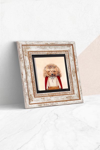 Pinecone Ζωγραφική τοίχου με πέτρα Hedgehog με κορνίζα Διακόσμηση τοίχου