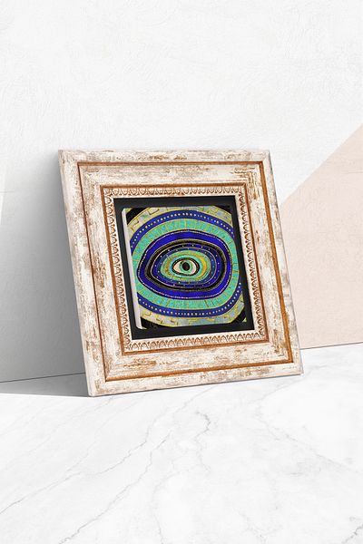 Pinecone Pictură de perete cu piatră cu ochi rău Decorație de perete înrămată Tk1-199