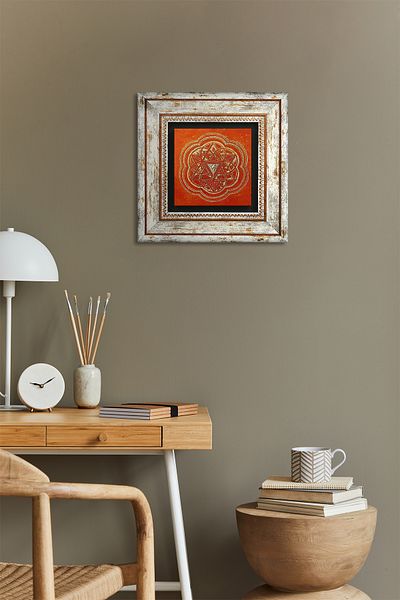 Pinecone Sri Yantra Πέτρινη Ζωγραφική Τοίχου Πλαίσιο Διακόσμηση Τοίχου Τέχνη Τοίχου Tk1-170