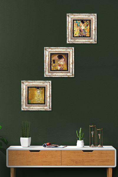 Pinecone Gustav Klimt Woman with the Fan, Portrait of Bauer, the Kiss Stone Wall Painting Framed Wall Decor