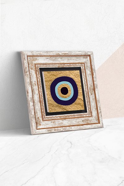 Pinecone Evil Eye Stone Wall Painting Framed Wall Decor Wall Art Tk1-353