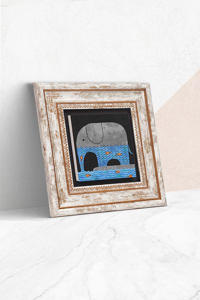 Pinecone Pictură de perete cu piatră de elefant, decor de perete înrămat, artă de perete Tk1-411